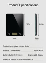 Digital Kitchen Scale, Food Scale with Tempered Glass, Grams and Ounces, 1g High Accuracy for Baking, Cooking, Food (Black Glass) DoonTyxiad