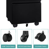 MIIIKO 3 Drawer File Cabinet, Metal Filing Cabinet with Lock Rolling Wheels, Office Storage Cabinet Under Desk,Deep Drawers for Hanging Legal Letter Fill, Full Assembled Except Casters MIIIKO