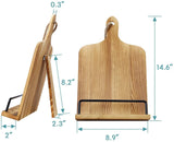 Soligt Cookbook Stand for Kitchen Counter Adjustable iPad Tablet Recipe Book Holder Rustic Wood Cutting Board Style - Brown SOLIGT