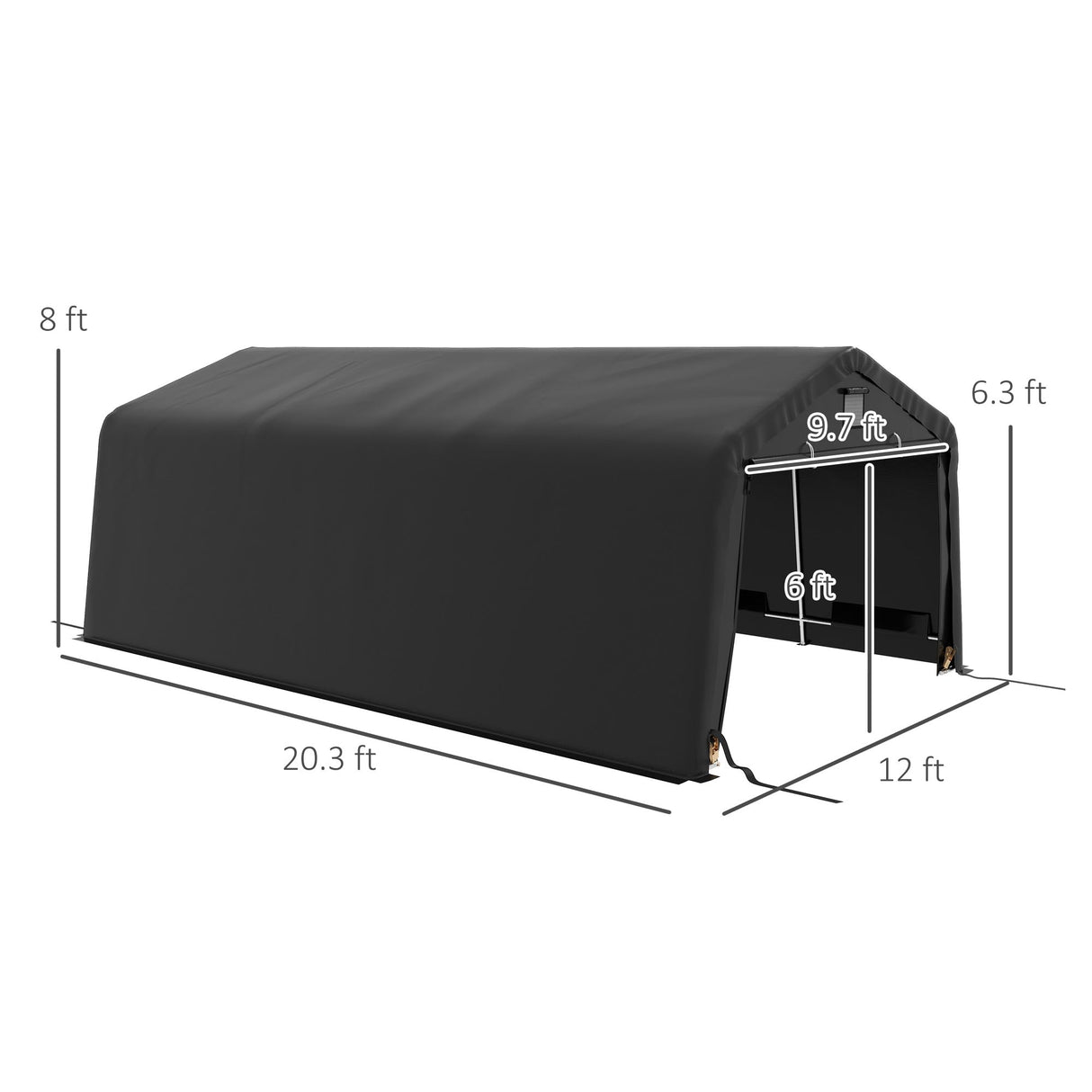 Outsunny 12' x 20' Heavy Duty Carport, Portable Garage Canopy Tent with 2 Ventilation Windows and Large Door, for Car, Truck, Boat, Motorcycle, Bike, Garden Tools, Black Outsunny