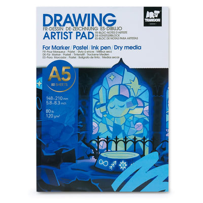 TRANSON Artist Mix Media Sketchbook Marker Pad, 5.8”x8.3” 80 Sheets A5 Art Papers, 80lb/120gsm for Painting, Drawing and Sketching