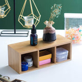 YOSCO Bamboo Wood Pens Pencils Holder Cup for Desk Remote Control Holder, Caddy,Organizer,Desktop Storage with 3 Compartments,Multiuse for Store TV Remotes,Game Console,Phones,Office Supplies (3 Grid) YOSCO