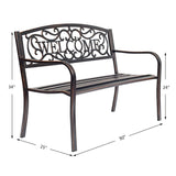 Giantex Garden Bench, Antique Metal Outside Bench w/Warm Welcome Pattern, Elegant Bronze Finish and Durable Metal Frame for Park Yard Porch Chair (Bronze) Giantex