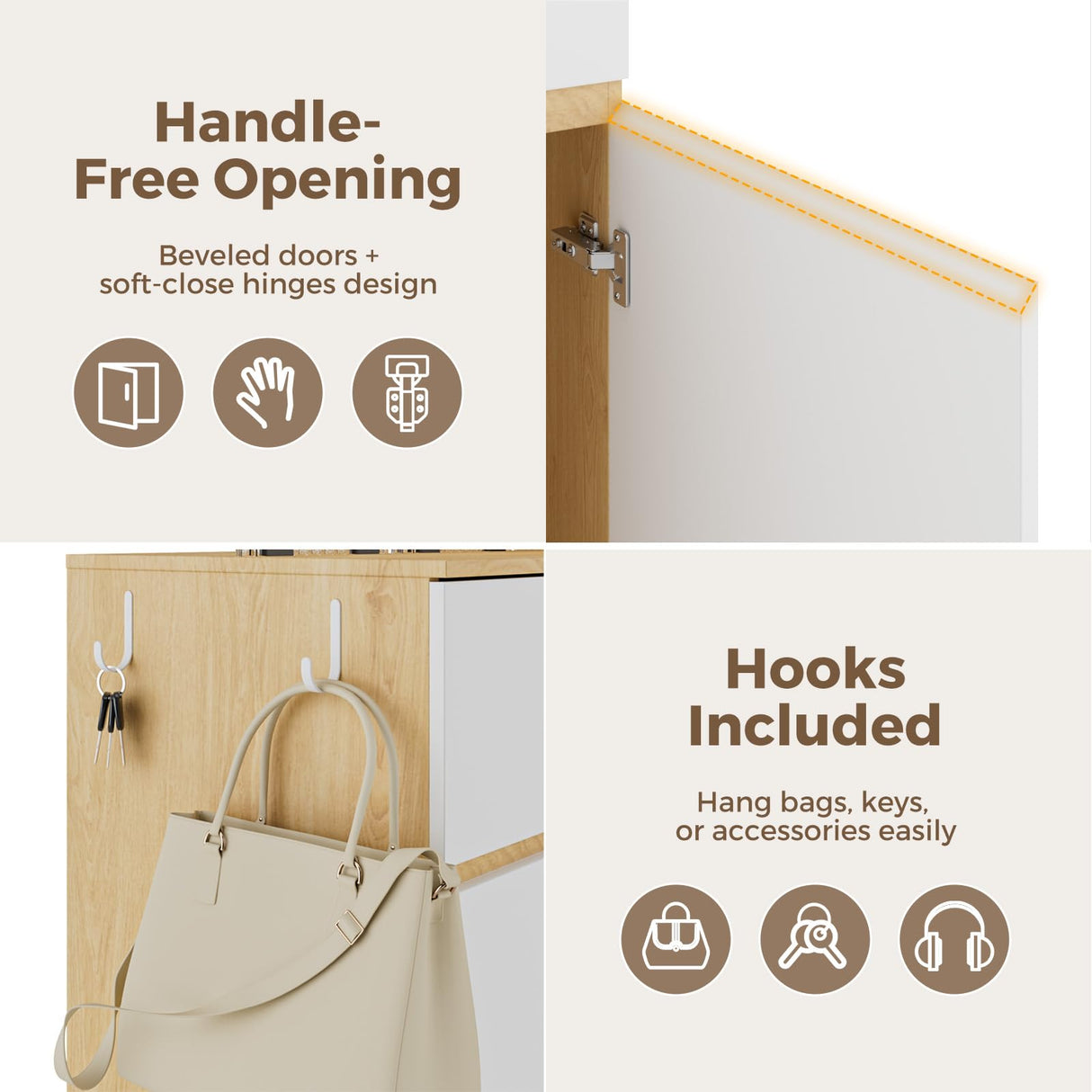 Freestanding Room Divider Cabinet with Storage, Glass & Wooden Book Shelf, Adjustable Shelves Shoe Storage Organizer for Entryway, Living Room, Dining Room, Partition Screen Privacy Wall Divider Kikihouse