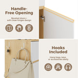 Freestanding Room Divider Cabinet with Storage, Glass & Wooden Book Shelf, Adjustable Shelves Shoe Storage Organizer for Entryway, Living Room, Dining Room, Partition Screen Privacy Wall Divider Kikihouse