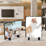 Enenes 6 x 8 Inch Sublimation Blank Slate, 3 PCS Rectangular Custom Stone Slate, Picture Frame Matte Heat Transfer Rock Photo Plaque Enenes