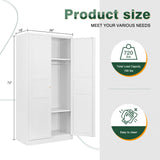 Letaya Wardrobe Armoire Closet,72" H Metal Storage Cabinet with Adjustable Shelves and Hanging Rod,Bedroom Armoire Cabinet Clothes Organizer (White) Letaya