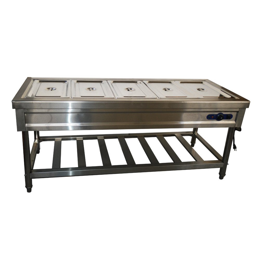 INTBUYING 72 inch 5 Pan Restaurant Electric Steam Table Buffet Food Warmer 110V with Pans INTBUYING
