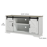 Panana Bar Cabinet with Barn 2 Sliding Doors Buffet Farmhouse Storage Cabinet TV Stand (White Body Natural Top) Panana