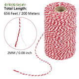 Tenn Well Red and White Twine, 656 Feet 200m Cotton Bakers Twine Ribbon for Baking, Butchers, Crafts, Gift Wrapping, Christmas Holiday Decorations Tenn Well