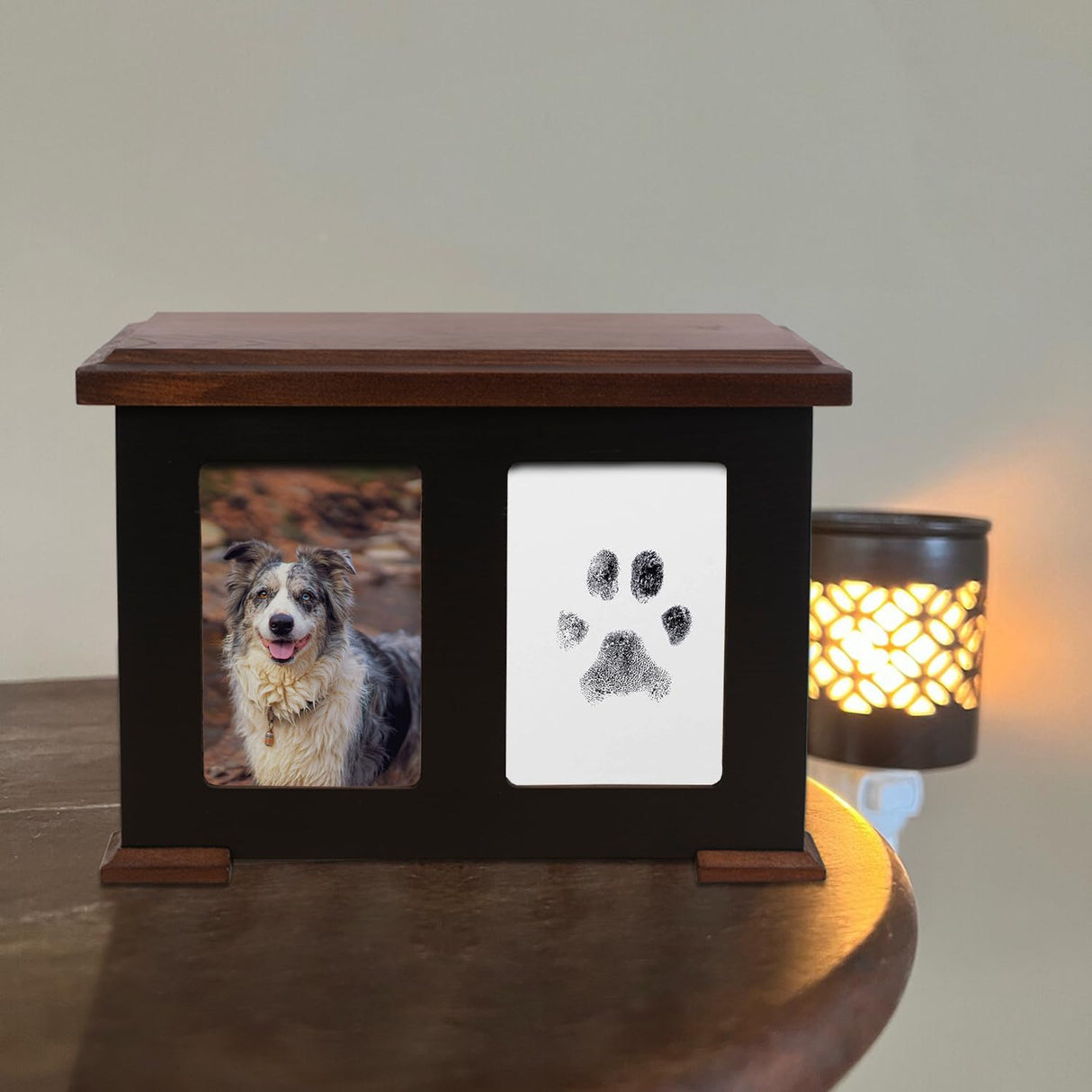 Sofunii Pet Urns for Dogs Ashes,XLarge Wooden Dog Urn Keepsake,Cat Urns for Ashes, Pet Memory Box Memorial Boxs with Paw Print Impression Kit&Album、Photo Frame for Loss Dogs Personalized Sofunii