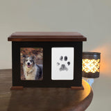 Sofunii Pet Urns for Dogs Ashes,XLarge Wooden Dog Urn Keepsake,Cat Urns for Ashes, Pet Memory Box Memorial Boxs with Paw Print Impression Kit&Album、Photo Frame for Loss Dogs Personalized Sofunii