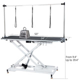 GarveeLife 50" Electric Dog Grooming Table - Adjustable Height 9"-40", Wireless Remote& Hand Control, 330Lb Capacity, Anti-Slip Wheels, for Large Dogs/Cats/Pet, White GarveeLife