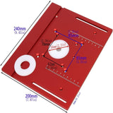 JCFANTS Router Table Insert Plate, Multifunctional Trimming Engraving Table, Aluminium Insert Plate for Table Woodworking Benches Router Flip Plate with Miter Gauge Guide (Red) JCFANTS