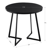 VECELO Round Dining Room Table with Wood Grain Tabletop and Steel Frame, for Kitchen, Living Room, Office, Conference, 2 to 4 Person, Wood-Grain Black VECELO