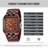 Dentily Wood Watch Men's Rectangle Dial Wooden Watches Quartz Movement Mens Watches… Dentily