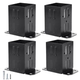 Eapele 4x4 Wood Fence Post Anchor Base, 13GA Thick Steel and Black Powder Coated,Come with Wood Screws and Concrete Anchors(Set of 4) Eapele