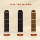 UPOSOJA 76" Tall Narrow Arched Bookcase,7-Teir Mid-Century Modern Bookshelf,Adjustable Shelves offering More Storage Space for Living Room,Kitchen,Home Office,Black UPOSOJA