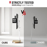 AOKCOS Rolling TV Stand Portable Mobile TV Stand on Wheels for 32-65 Inch TV, 8 Level Height Adjustable, 12°Tilt & 60°Swivel Outdoor TV Stand, Holds up to 88Lbs,White AOKCOS