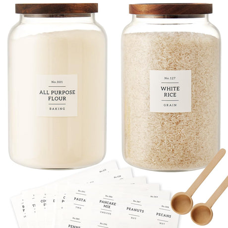 CZSZYGHBAO 2 PCS Large Glass Jar with Airtight Lid, Glass Food Storage Jars for Tea,Spice,Cereal, Egg,Flour,Coffee and More(1 gallon/4000 ml) CZSZYGHBAO