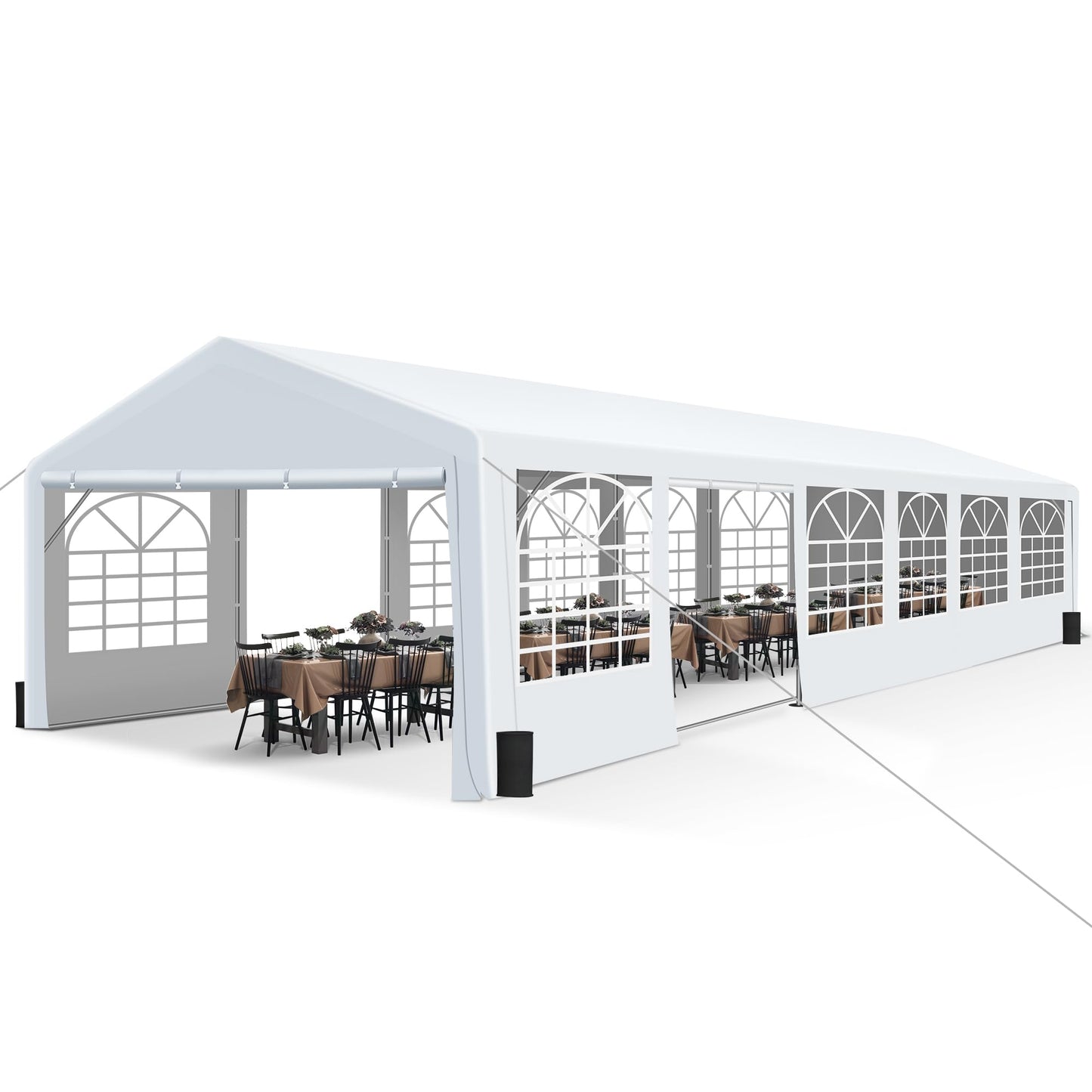 Outdoor Heavy Duty Party Tent Large Canopy Wedding Event Shelter Carport with Removable Sidewalls & 4 Sand Bags for Patio Outdoor Garden Events, White (20x40 FT) - WoodArtSupply