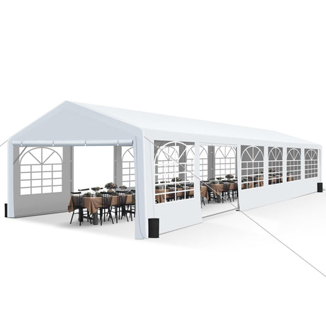 Outdoor Heavy Duty Party Tent Large Canopy Wedding Event Shelter Carport with Removable Sidewalls & 4 Sand Bags for Patio Outdoor Garden Events, White (20x40 FT) HOWSVN