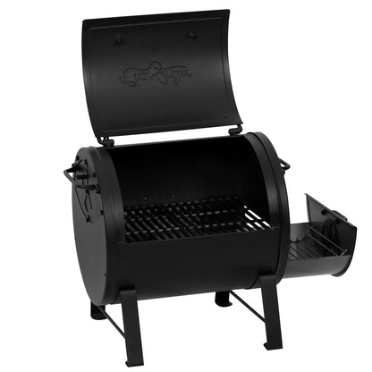 Char-Griller® Portable Charcoal Grill and Side Fire Box Attachment for Texas-Style Offset Smoking Methods with 250 Cooking Square Inches in Black, Model E82424