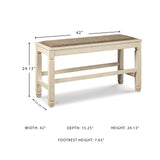 Signature Design by Ashley Bolanburg Double Upholstered Bench, Counter Height, Whitewash Signature Design by Ashley