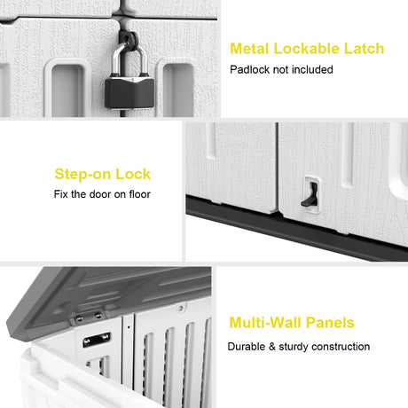 Outdoor Storage Shed,KINYING Outdoor Storage Cabinet Waterproof with Double Doors,52 Cu.ft Resin Vertical Tool Shed for Garden,Patio,Backyard,4×2.5×6.6 FT KINYING