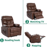 URRED Power Lift Recliners for Elderly, Electric Lift Chair with Massage and Heat, PU Leather Recliner Chair for Living Room (Brown) URRED