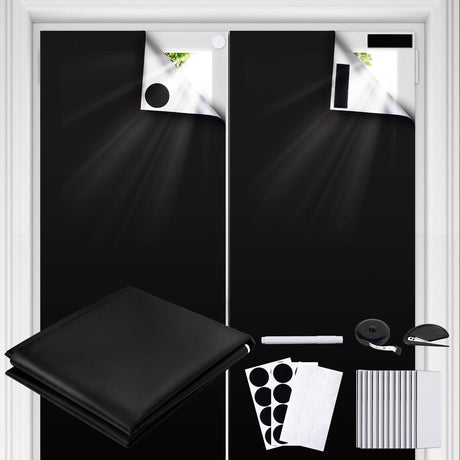 Blackout Curtains for Bedroom 79" x 57" Portable Blackout Shades Film 100% Blackout Window Cover No Drill Blackout Blinds with Hooks & Loops Strips Temporary Blackout Shades for Nursery Dorm Room LUCKJOY