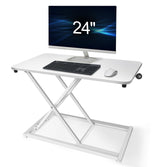 Aconcept Extra-Slim 24 x 14 White Lift Standing Desk Converter, Manual Adjustable Height Sit Stand up Desk Riser, Compact for Monitor or Laptop Workstation Aconcept