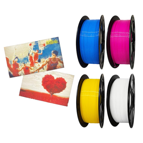 CMYK PLA Filament, 3D Printer Filament Bundle, 3D Photo PLA Filament 4kg for Vibrant, Detailed 3D Printing, 1kg/Spool SunTop Food Safe