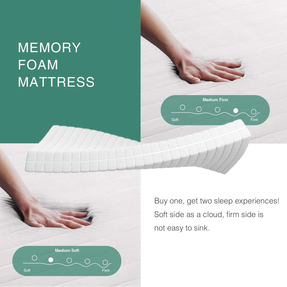 Novilla King Mattress, 10 Inch Foam Mattress, Double Air Zone King Size Mattresses with Flippable Design for Back & Side Sleeper, Tight Top Mattresses with Breathable Fabric Cover Novilla