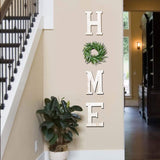 LOSOUR Home Letters with Wreath-Farmhouse Decor for The Home Clearance Wood Letters-Decorative Home Sign for Living Room Decor, Entry Way, Kitchen, etc (White) LOSOUR