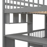 Harper & Bright Designs Full Over Twin Bunk Bed with Stairs, Storage Drawers, Full Size Loft Bed Frame with Desk and Shelves, Gray Harper & Bright Designs