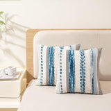 WANLIRD Boho Throw Pillow Covers 18x18 Set of 2 Farmhouse Decorative Cushion Case Striped Square Pillows Cover Chenille Pillow Cases Accent Neutral Pillowcase for Sofa Couch Bed,Sky Blue WANLIRD