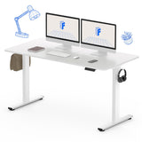 FLEXISPOT Electric Standing Desk 55 x 24 Inch Adjustable Height Desk Home Office Computer Workstation Sit Stand Desk, White Top + White Frame FLEXISPOT