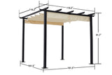 Luckyberry 10' X 10' Outdoor Retractable Pergola with Sun Shade Canopy Patio Metal Shelter for Garden Porch Beach Pavilion Grill Gazebo Modern Yard Grape Trellis Pergola, Beige LUCKYBERRY