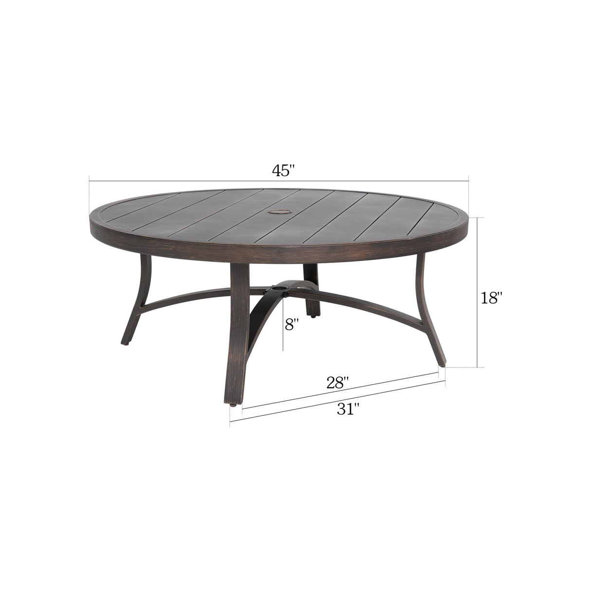 Ulax furniture 45-Inch Round Patio Coffee Table, Durable Aluminum Outdoor Side Table with Weather-Resistant Design for Garden, Deck, or Backyard Ulax furniture