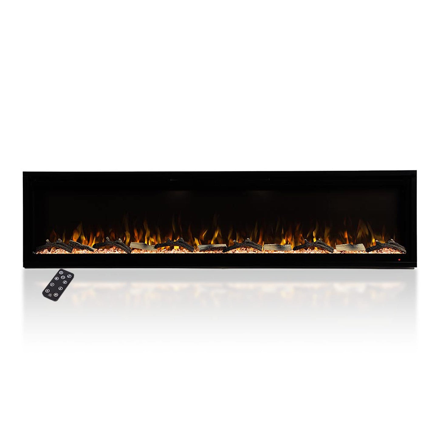 Modern Ember Aerus 72 Inch Smart Linear Electric Fireplace - Recessed in-Wall and Wall-Mount, Multiple Flame Colors, Compatible with Alexa and Google Assistant, Black