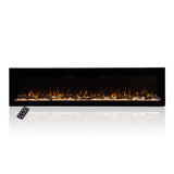 Modern Ember Aerus 72 Inch Smart Linear Electric Fireplace - Recessed in-Wall and Wall-Mount, Multiple Flame Colors, Compatible with Alexa and Google Assistant, Black Modern Ember