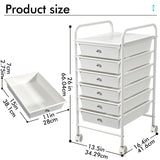 Storage Cart, Rolling Utility Cart with 6 Drawers, Multipurpose Storage Utility Cart on Wheels, for Home, Kitchen, Office, School, Teacher Vivihomety