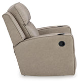 Signature Design by Ashley Lavenhorne Contemporary Faux Leather Upholstered Manual Rocker Recliner with 2 Cup Holders, Beige Signature Design by Ashley
