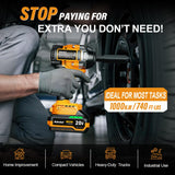 Adedad 1000N.m Cordless Impact Wrench 1/2 inch,20V 740ft-lbs High Torque Impact Gun with 2 x 4.0 AH Batteries,Sockets and Case,Brushless Power Impact Driver for Automotive and Heavy Duty Use Adedad