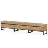 WAMPAT Modern TV Stand for TVs up to 110 inch, 3 in 1 Entertainment Center TV Console with Storage Cabinets and Metal Base,Media Console for Living Room,Oak WAMPAT