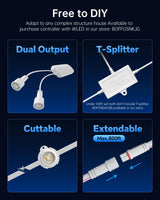 ASAHOM AI Permanent Outdoor Lights S107B, 100FT with 72 RGBCW LED Lights and Dual Output, 30,000 Lighting Effect Combination, IP67 Waterproof for House Halloween Christmas and Daily Decoration, White ASAHOM