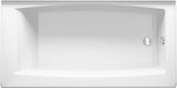 KOHLER K-26109-RA-0 Entity 60-Inch x 30-Inch Alcove Bath with Integral apron, integral flange and right hand drain, White KOHLER
