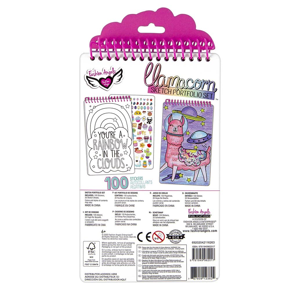 Fashion Angels Llama Shaker Compact Sketch Portfolio/Llama Sketch Book/Llama Coloring Book, Brown/a, 7.6 Ounce Fashion Angels