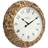 Presentime & Co. Farmhouse Series, Rustic Woven Clock, 12.6 inch, Natural Woven Water Hyacinth/Sea Grass. Wall Sculpture, Wall Art and Timepiece for Home Decoration/Wall Decoration/Farmhouse Décor Presentime